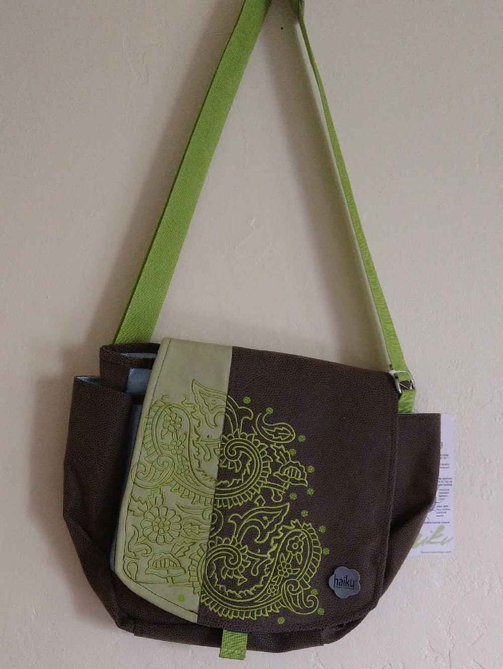 Haiku Brown & Lime Green Paisley To-go Bag